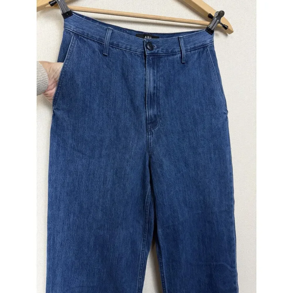 ABLE Jeans Women's 26 Cropped‎ Dark Wash Chino Wide Legs Slash Pockets